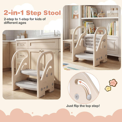 Costzon Toddler 2-Step Stool Convertible Plastic Ladder