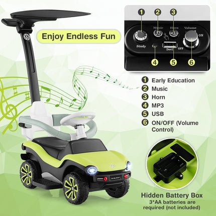 Costzon Push Car for Toddlers, 3 in 1 Volkswagen Stroller Sliding Walking Car with Canopy