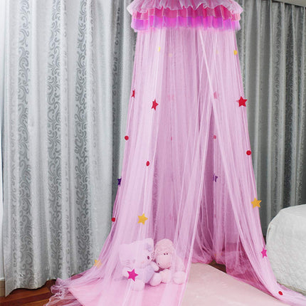 Elegant Lace Bed Mosquito Netting Mesh Canopy Princess Round Dome Bedding Net for Girls