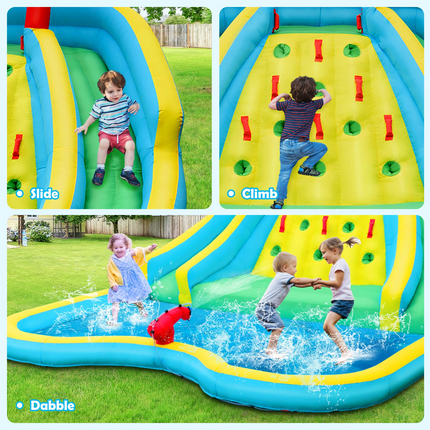 BOUNTECH Inflatable Water Slide, 15x12FT Mega Waterslide Park for Backyard Outdoor with Dual Long Slides