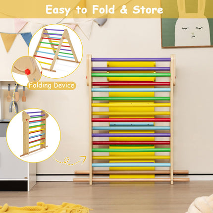 Costzon Climbing Toy for Toddlers, Foldable Upgrade Anti-Rollover Kids Indoor Gym Playset with Reversible Ramp