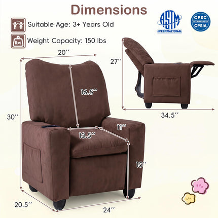 Costzon Ergonomic Kids Recliner Chair with Cup Holder & Footrest