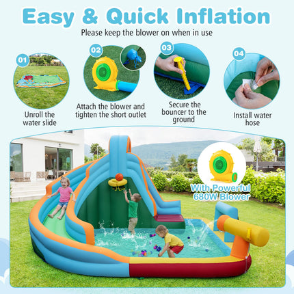 Costzon 6 in 1 Kids Inflatable Water Slide