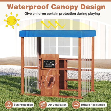 Costzon Kids Gas Station Playhouse Outdoor Pretend Playset