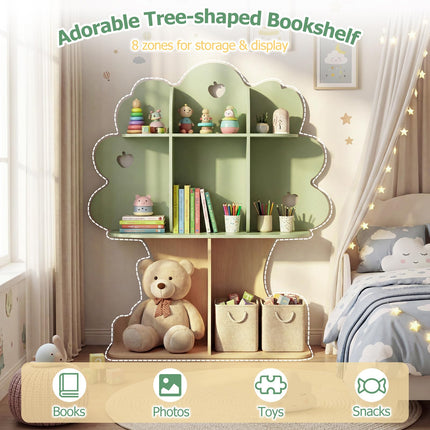 Costzon 45" Kids Green Apple Tree Bookshelf | Montessori Bookshelf Toy Storage Organizer