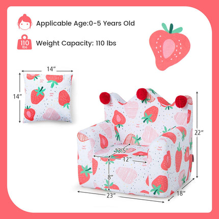 Costzon Kids Sofa, Foam Filled Armchair with Padded Pillow, Upholstered Sofa Chair