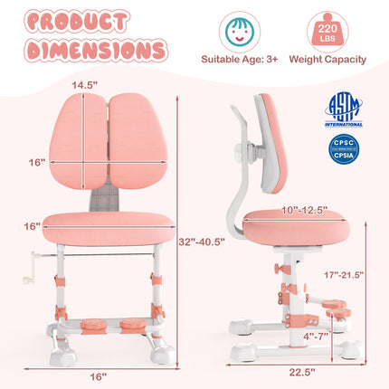 Costzon Kids Chair Ergonomic Study Desk Chair with Adjustable Double Backrest