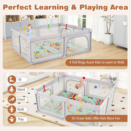 Costzon Large Baby Playpen with Mat for Indoor Outdoor