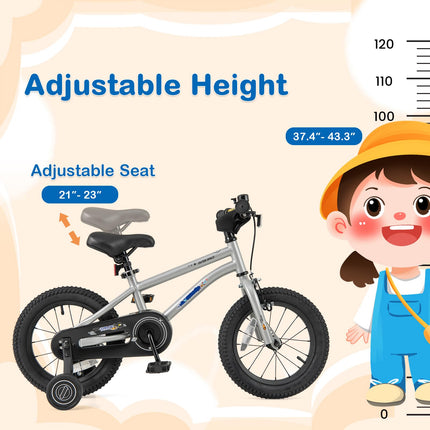 Costzon Outer Space Kids Bike, 14 Inch Sport Bicycle for 4-7 Years Old w/Adjustable Saddle, Training Wheels