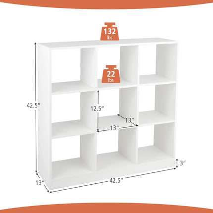 Costzon Toy Organizers and Storage, Wooden White 9-Cube Kids Bookcase for Books Toys Display Organization