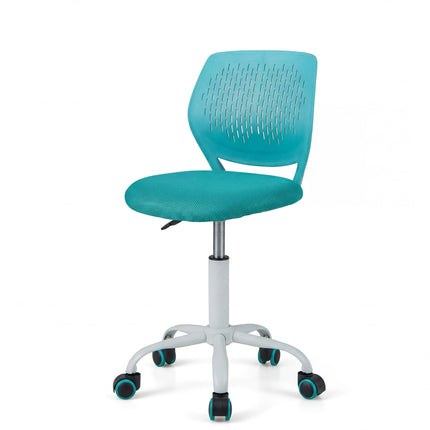 Costzon Armless Height Adjustable Kids Computer Chair Ergonomic Backrest & Stable 5-Point Wheels