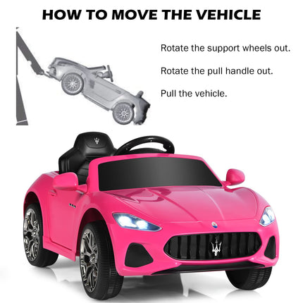 Costzon Ride on Car, 12V Licensed Maserati GranCabio Battery Powered Vehicle w/ Remote Control, Spring Suspension（Pink）