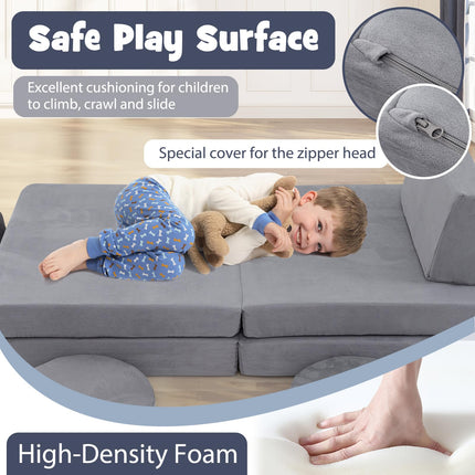 Costzon Modular Kids Play Couch, 6 PCS Toddler Creative Imaginative Furniture Play Set