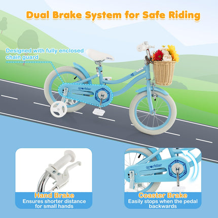 BABY JOY Kids Bike, 14 16 18 Inch Kids Bicycles for 3-8 Years Old Children with Training Wheels