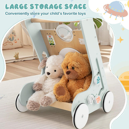 Costzon Wooden Baby Walker Push and Pull Learning Activity Center
