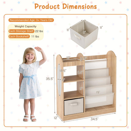 Costzon Kids Bookshelf with Full-Length Mirror Toy Storage Organizer