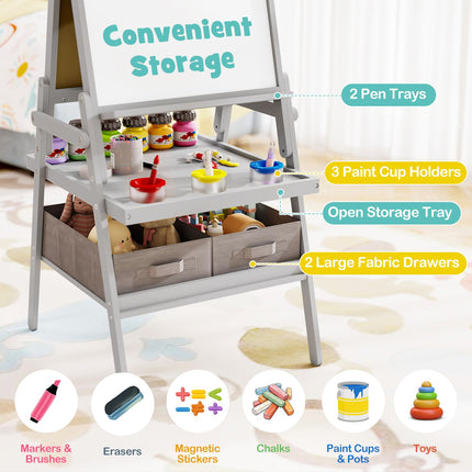 Costzon 3 in 1 Double-Sided Standing Easel with Magnetic Whiteboard
