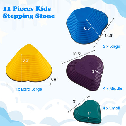 Costzon 6 Pcs Kids Stepping Stone, Non-Slip Toddler Balance Stones, Balance Blocks for Indoor/Outdoor Exercise