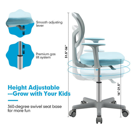 Kids Desk Chair, Children Study Computer Chair with Adjustable Height - Costzon