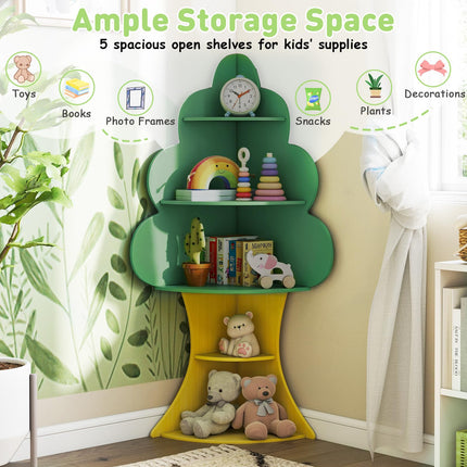 Costzon 5-Tier Toddler Montessori Corner Freestanding Book Shelf & Toy Storage Organizer