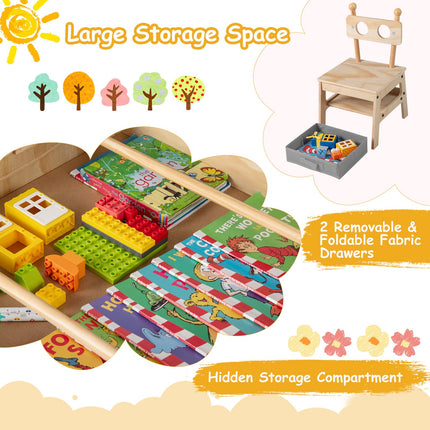 Costzon Kids Table and Chairs 4 in 1 Wooden Activity Desk Set (Alien Shape)