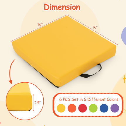 Costzon 6-Piece 16 inch Kids Floor Cushion 2.5" Thick Waterproof