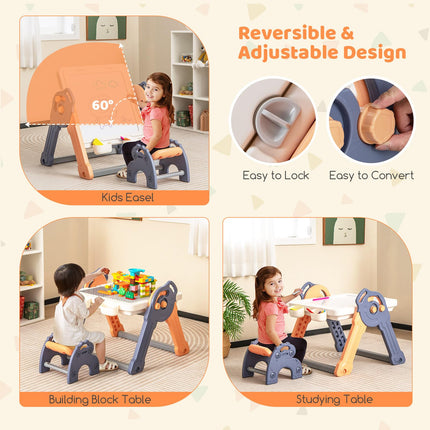 Costzon 6-in-1 Kids Table & Chair Set, Folding Art Easel, Activity Table for Sand & Water