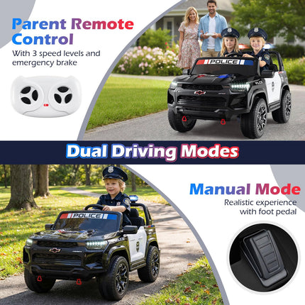 Costzon 2-Seater Ride on Police Car 24V 4WD Licensed Chevrolet Kids Electric Vehicle