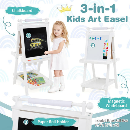 Costzon Easel for Kids 3 In 1 Foldable Art Easel with Magnetic White Board