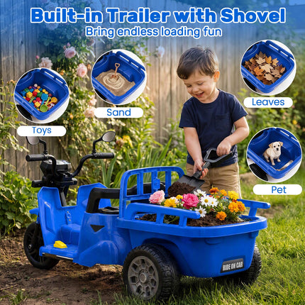Costzon 12V Kids Motorcycle Electric Tricycle w/Cargo Bed & Shovel