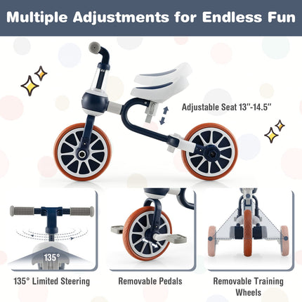 BABY JOY 4 in 1 Tricycle for Toddlers, Kids Trike Baby Balance Bike, Boy Girl Ride-on Toy
