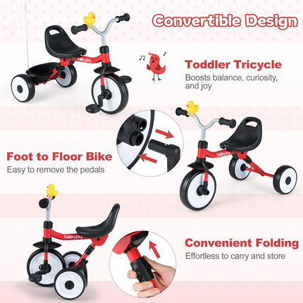 Costzon Toddler Bike Folding Kids Tricycle w/Glowing Wheels