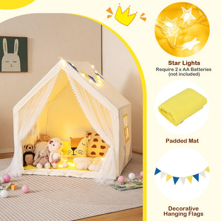 Costzon Kids Tent, Toddler Indoor Outdoor Playhouse w/Windows, Washable Cotton Mat