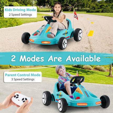 Costzon Kids Electric Go Kart, 12V 7AH Battery Powered Ride on Race Toy Car with Remote Control