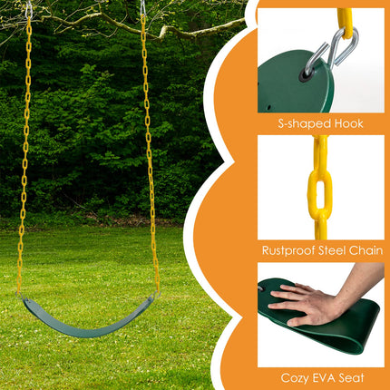 Costzon 660lbs Metal Swing Sets for Backyard, Heavy Duty Full Steel Swing Frame with 2 Swing Set
