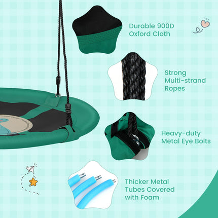 Costzon 40" Saucer Tree Swing for Kids, Flying Saucer Swing with 2 Carabiners, Adjustable Ropes, Waterproof 900D Oxford Cloth, Round Swing