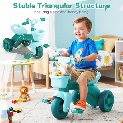 Costzon Kids Tricycle Ergonomic Seat Non-Slip Handle and Fun Bell