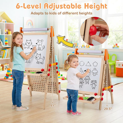 Costzon 4-in-1 Easel for Kids Double-Sided Chalkboard
