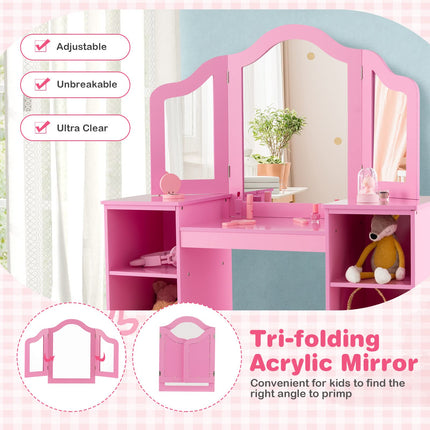 2 in 1 Princess Makeup Dressing Table - Costzon