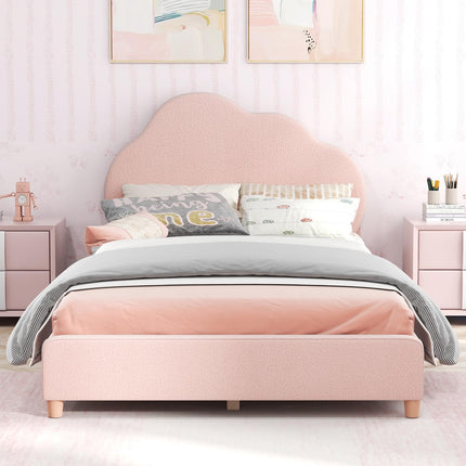 Costzon Twin Bed Frames with Adjustable Headboard, Upholstered Wooden Kids Bed w/Slats Support