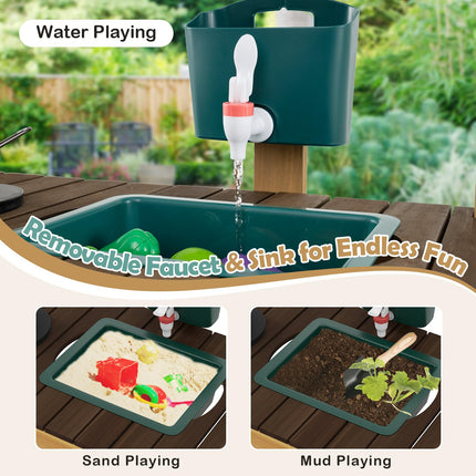 Costzon Play Kitchen for Kids Wooden Toy Playset w/Removable Faucet