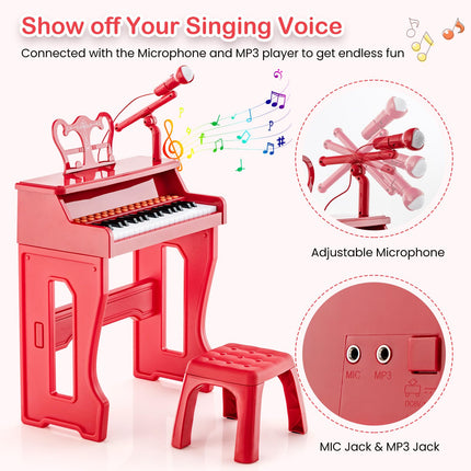 Costzon Kids Piano, 37 Key Toy Piano Keyboard, Portable Electronic Piano Educational Musical Instrument Toy