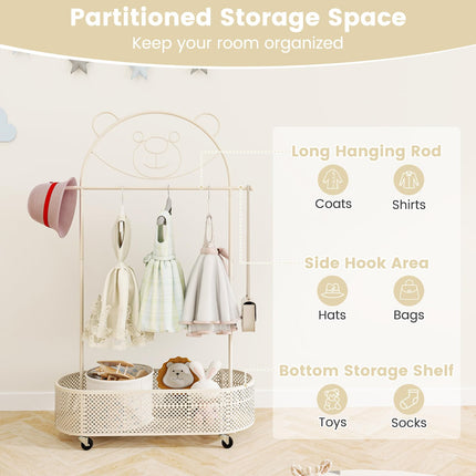 Costzon Kids Clothing Rack, Height Adjustable Kids Dress Up Storage for Hanging Clothes