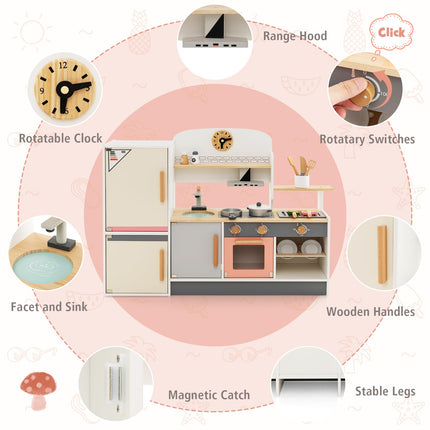 Costzon Kids Kitchen Playset Pretend Play Kitchen with Refrigerator