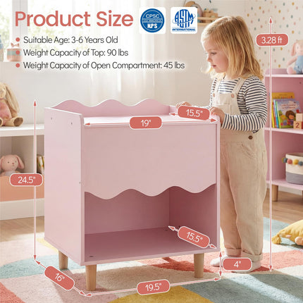 Costzon Nightstand Scalloped Children Wooden End Table