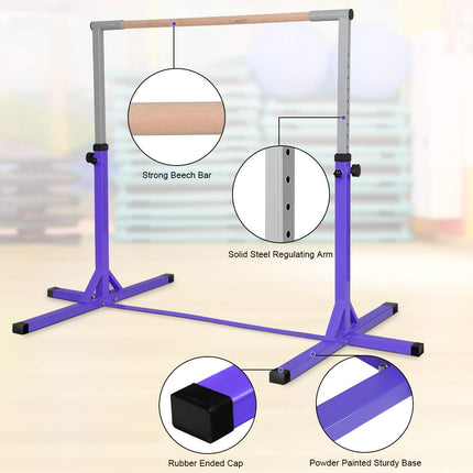 Costzon Gymnastics Adjustable Steel Gymnastic Horizontal Bar