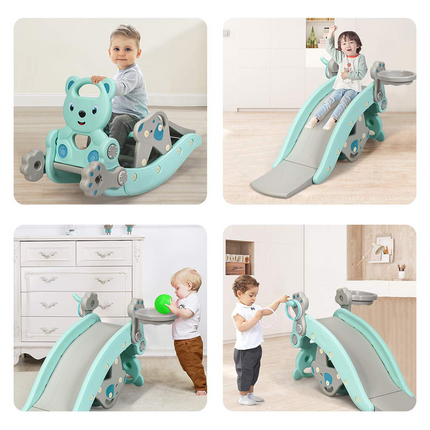 Costzon 5 in 1 Toddler Slide Rocking Toy, Slide for Kids with Detachable Stool
