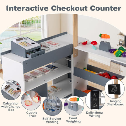 Costzon Kids Grocery Store Playset Wooden Play Store