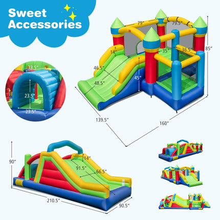 BOUNTECH Inflatable Obstacle Course Bounce House, Kids Huge Sectional Bouncy Castle with Dual Slides