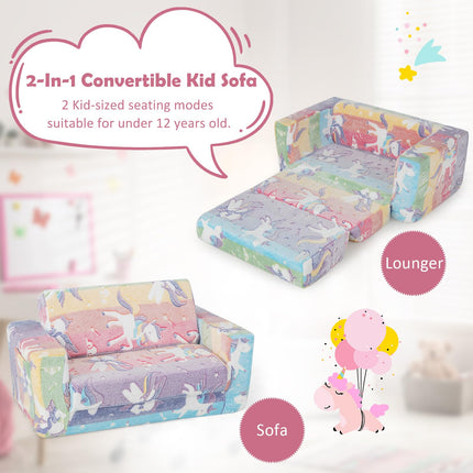 Costzon Convertible Toddler Couch, Glow in Dark, Fold Out Modular Sofa Playset with Ottomans